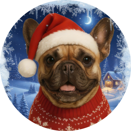 Zimní čepice Vánoční Francouzský buldoček1